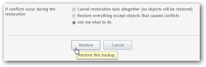 Restore backup Plesk