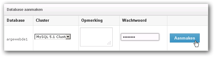 aanmaken database aanmaken database