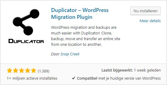 Duplicator plugin