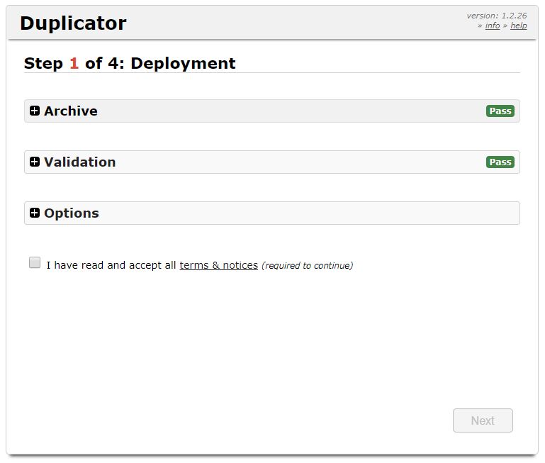 Duplicator terugplaatsen website