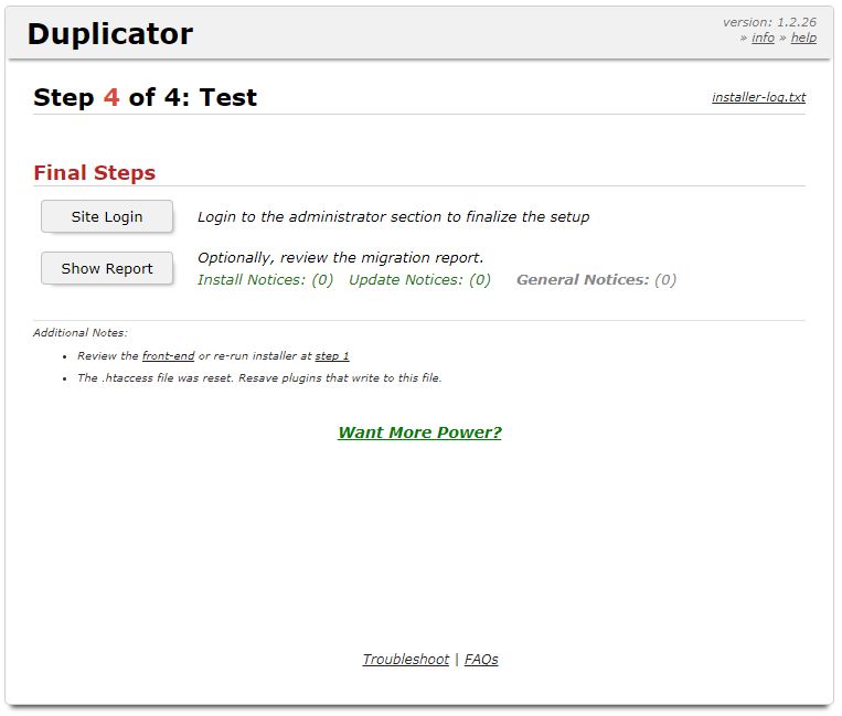 Duplicator site teruggezet