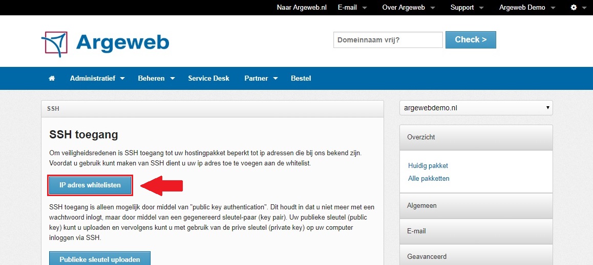 SSH toegang activeren stap 7 SSH toegang activeren stap 7
