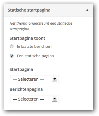statische pagina instellen statische pagina instellen