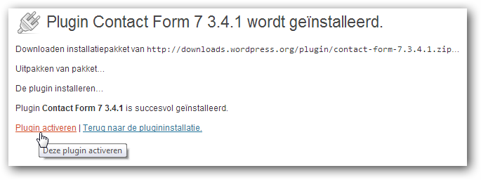 plugin activeren plugin activeren