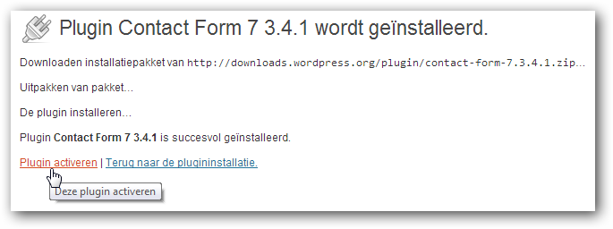 plugin activeren