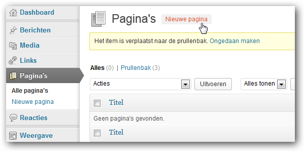 pagina aanmaken pagina aanmaken